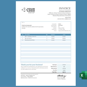 Verkaufsrechnungsvorlage mit Kundendatei für Excel, Google Sheets (Digitaler Download)
