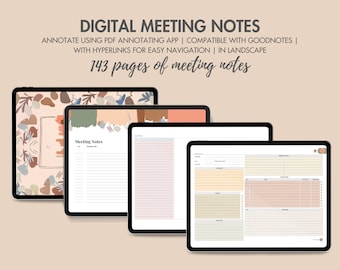 Earth-Themed Landscape Instant Download Digital Meeting Notes Template Use with Goodnotes