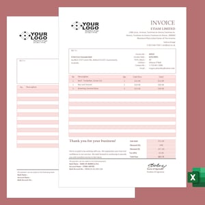 Simple Sales Invoice Template, Invoice template for Excel and Google Sheets, Instant download invoice template