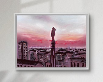 Mailand - Italienische Stadt - Weiche Pastelle - Pastellzeichnung auf Karton - Originalzeichnung - Italienische Landschaft - Italienischer Maler