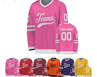 Benutzerdefinierte Eishockey Trikot für Männer Frauen Jugend, Sweatshirt Personalisierte Name Nummer, Hockey-Shirts Sportuniform für Eishockey Fans Geschenk S-5XL
