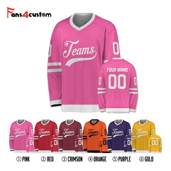 Benutzerdefinierte Eishockey Trikot für Männer Frauen Jugend, Sweatshirt Personalisierte Name Nummer, Hockey-Shirts Sportuniform für Eishockey Fans Geschenk S-5XL