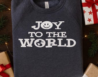 Joy to the World Adult Relaxed Fit Sweatshirt - Puff Print Design