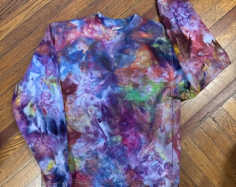 Ice Dyed Tie Dye Custom Adult Unisex Sweatshirt, Dyed to Order - Purple