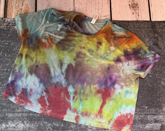 Ice Dyed Custom Crop Top Tee, Dyed to Order