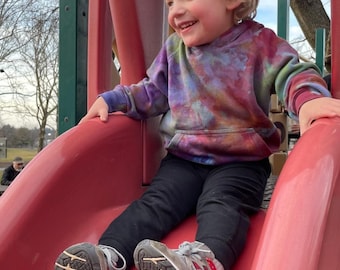 Ice Dyed Tie Dye Custom Unisex Youth Sweatshirt, Dyed to Order - Rainbow