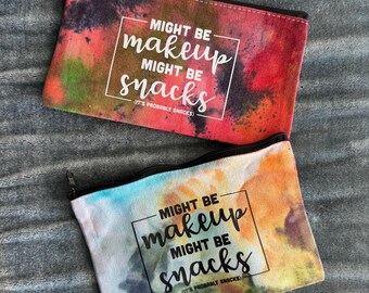 Ice Dyed Canvas Zipper Pouch: Makeup or Snacks Bag