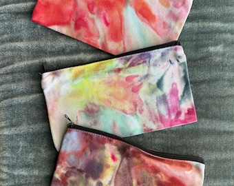 Ice Dyed Tie Dye Custom Canvas Pouch Bag, Dyed to Order