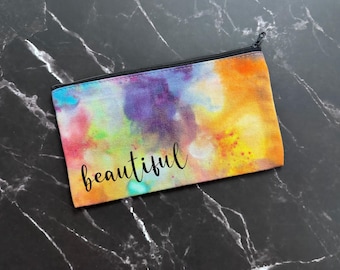 Ice Dyed Canvas Zipper Pouch: Custom Tie Dye Makeup Bag
