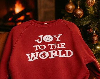 Joy to the World Youth Relaxed Fit Sweatshirt - Puff Print Design