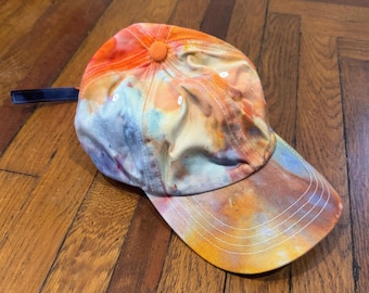 Ice Dyed Tie Dye Custom Unisex baseball hat, Dyed to Order - Rainbow Adult Size