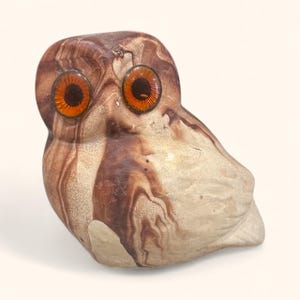 Vintage  Pottery Owl Figurine Natural Stone  Pine Scented