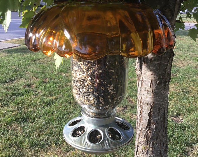 Handmade Garden Art Glass Bird Feeder