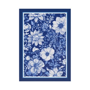 Französische Blaue Blumenpostkarte, Marine-botanische Briefpapier, Hochzeit-Dankeskarte, tiefblaue Anmerkungskarte, Vintage-Stil-Grußkarte, Klein Blau