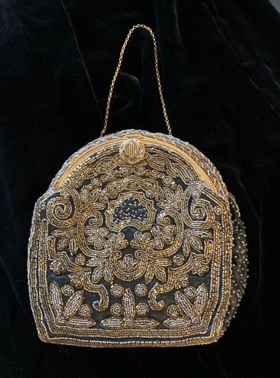 Vintage French Hand-Beaded Evening Bag