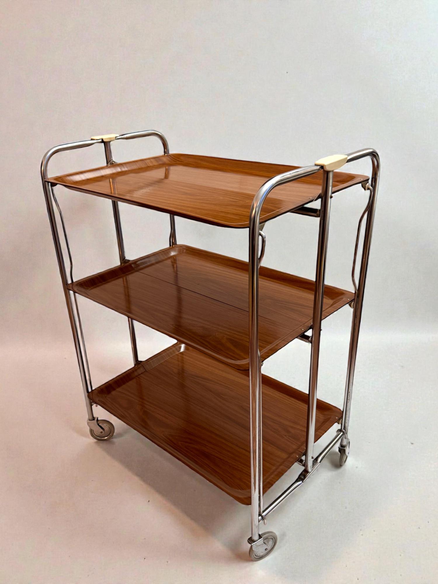 Rare Bremshey Gerlinol Dinett 3-shelf Folding Trolley – Vintage