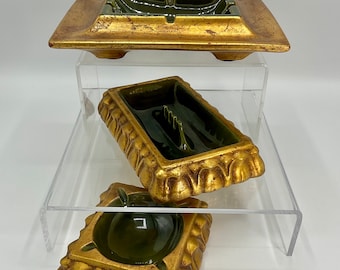 Set of 2 Signed Vintage Ceramic Oversized Ashtrays by