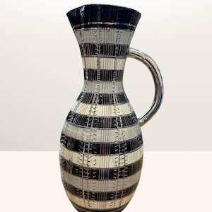 Mid Century Bitossi Seta Black Silver Pitcher Vase – Vintage MCM Decor