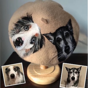 Boina personalizada para mascotas / Boina personalizada / Boina de retrato de mascota / Boina de lana para mascotas / Regalo amante de los animales / Regalo personalizado para mascotas / Moda para dueños de mascotas