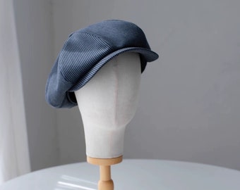 Chapeau gavroche surdimensionné sur mesure, casquette gavroche ample à rayures, chapeau en laine surdimensionné pour homme/femme, chapeau gavroche fait main, style vintage