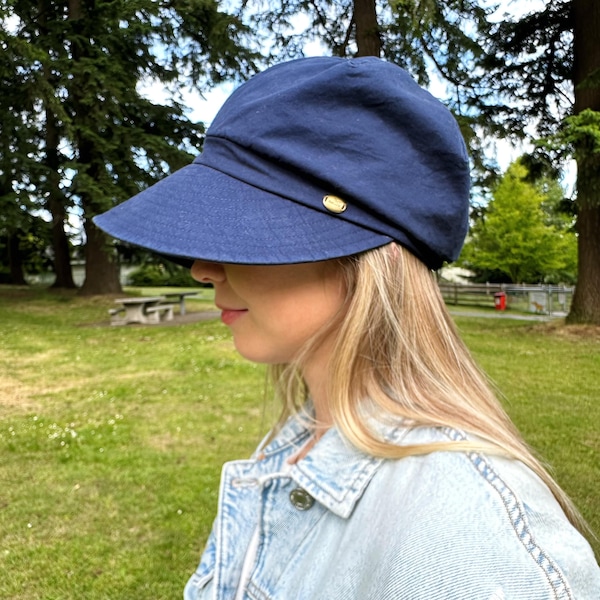 Wide Brim Cotton Baseball Cap for Women, Foldable Summer Sun Hat, Large Beach Hat, Gift for Her