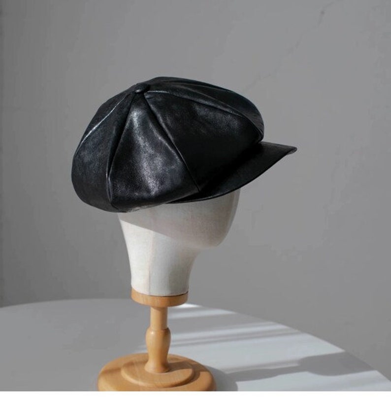 Unisex Newsboy Cap, Custom Made Oversized Newsboy Hat, Slouchy Newsboy Cap, Oversized Leather Hat, Handmade Newsboy Cap Hat,Gift for Him Her image 4