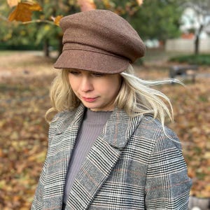 Winter caps women newsboy caps Thick warm letter embroidery wool cap plaid patchwork caps