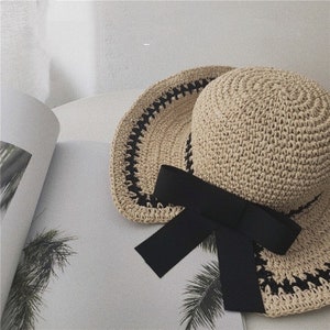 M L XL Straw Hat with Bow Tie, Extra Large Straw Hat for Women, M L XL Straw Hat, Sun hat, Beach Hat,Summer Hat for Women