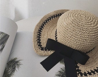 M L XL Straw Hat with Bow Tie, Extra Large Straw Hat for Women, M L XL Straw Hat, Sun hat, Beach Hat,Summer Hat for Women