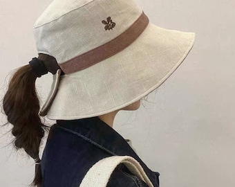 S M L Reversible Sun Hat with Flower Print, Pony Tail Hat, Bucket Hat for Women, Sun Hat for Women, Beach Hat for Women, Spring Summer Hat