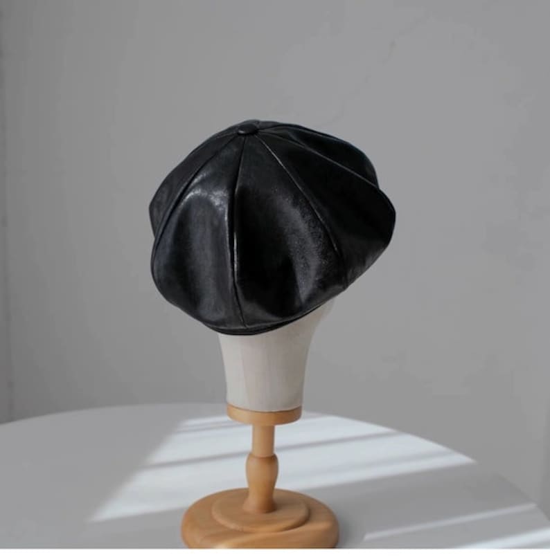 Unisex Newsboy Cap, Custom Made Oversized Newsboy Hat, Slouchy Newsboy Cap, Oversized Leather Hat, Handmade Newsboy Cap Hat,Gift for Him Her image 6