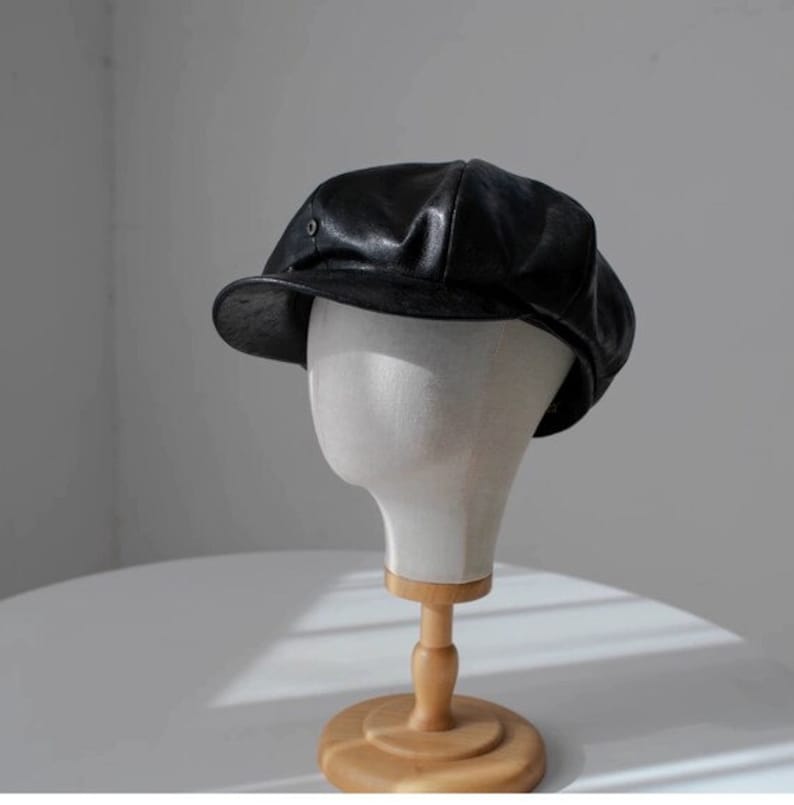 Unisex Newsboy Cap, Custom Made Oversized Newsboy Hat, Slouchy Newsboy Cap, Oversized Leather Hat, Handmade Newsboy Cap Hat,Gift for Him Her image 5