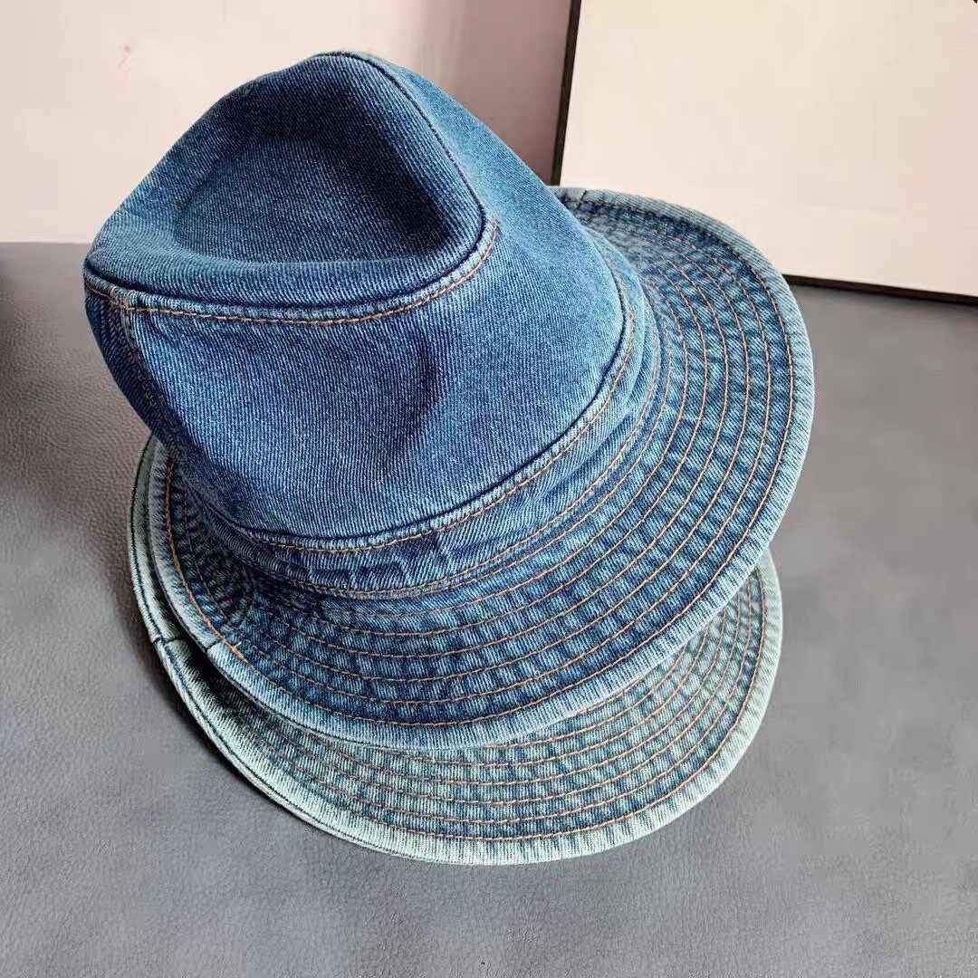 Denim Panama Hat, Unisex Fedora Denim Hat for Women, All  display picture 1