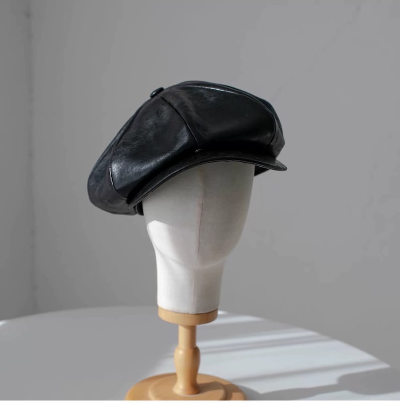 Unisex Newsboy Cap, Custom Made Oversized Newsboy Hat, Slouchy Newsboy Cap, Oversized Leather Hat, Handmade Newsboy Cap Hat,Gift for Him Her image 1