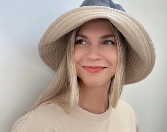 Oversized Reversible Short/Wide Brim Bucket Hat, Large Bucket Hat for Women Men, L XL XXL Bucket Hat, Sun hat, Beach Hat, Unisex Summer Hat