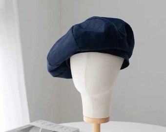 Béret en lin extra-large, béret 100 % lin, béret sur mesure pour homme/femme, béret de peintre, chapeau pour homme/femme