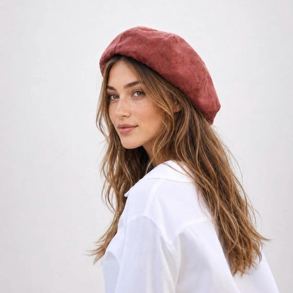 100% Oversized Linen Beret, Women Beret, Lightweight Hat, Breathable Women Beret, French Beret, Fashion Hat, Comfortable Hat, Summer Hat