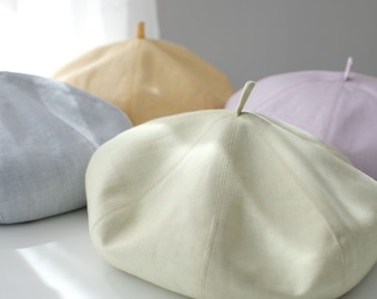 Oversized Spring Summer Beret for Women, Linen Beret Hat, Spring/Summer Beret for Girl/Women, Solid Colour Beret,Painter Beret, Gift for her