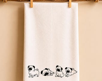 Organic Cotton Kitchen Towel, Handprinted Farmhouse Dishcloth, Eco Friendly Tea Linen Accessory