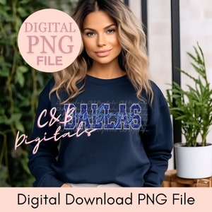 Dallas Blue and Silver Faux Glitter PNG