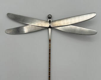 Fancy Damselfly/Dragonfly Metal Sculpture - Silver 3