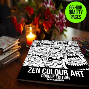 Little Book of Zen Mini Doodle Art Colouring Book for Adults. A7 Sheets  With Magnetic Closure Cover. 