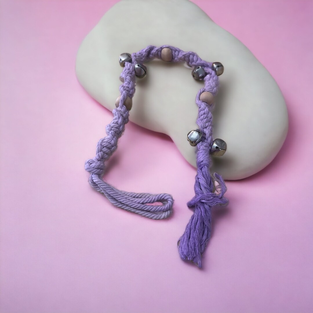 Dog Doorbell Macrame Boho Eclectic Purple Etsy