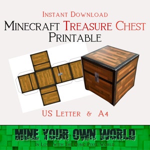 Minecraft Treasure Chest Printable, Paper Crafts, Party or Room Decor ...