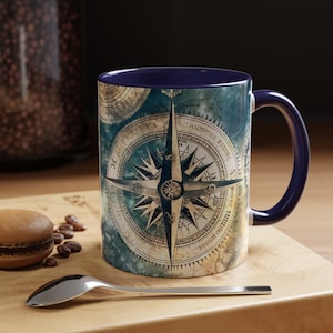 Nautical Mug Compass Rose Coastal Kitchenware 11 oz Sailing Theme