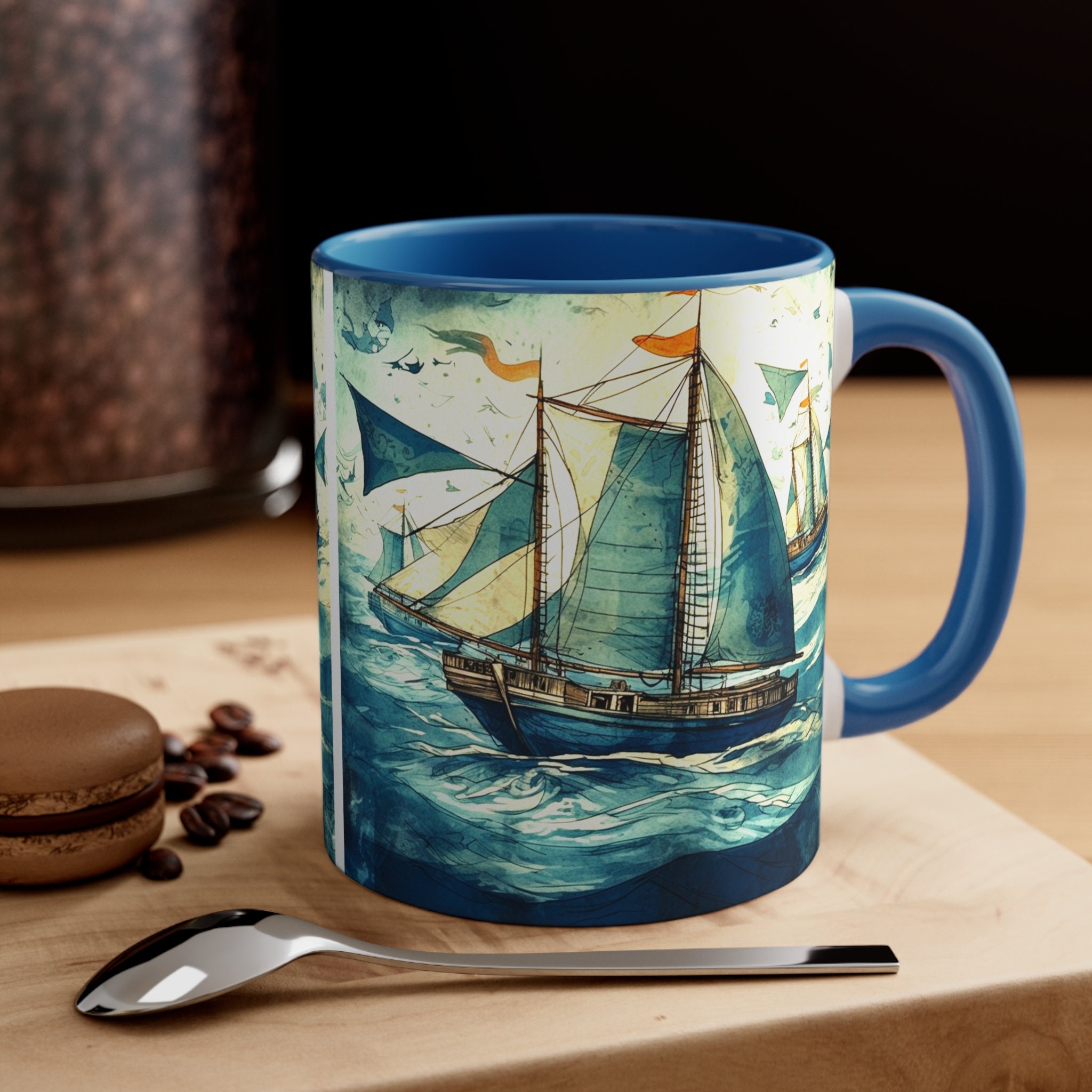 Vintage Glass Mug Etched Schooner Boat Large Clear Glass Stein Tall Ship  Frosted Design Glass Handle Nautical Coffee Cup Tea Mug Mast Ship –  Schooner Chandlery