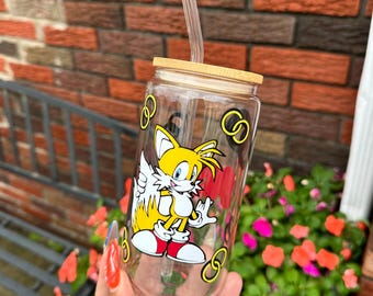 Tails von Sonic the Hedgehog Glasbecher, Tails / Sonic Kindertasse, Geburtstagsgeschenk, Party Geschenk.