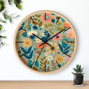 Housewarming gift Wall Clock, Kitchen wall clock, Office wall clock, Summer boho wall clock, Floral wall clock, new home gift