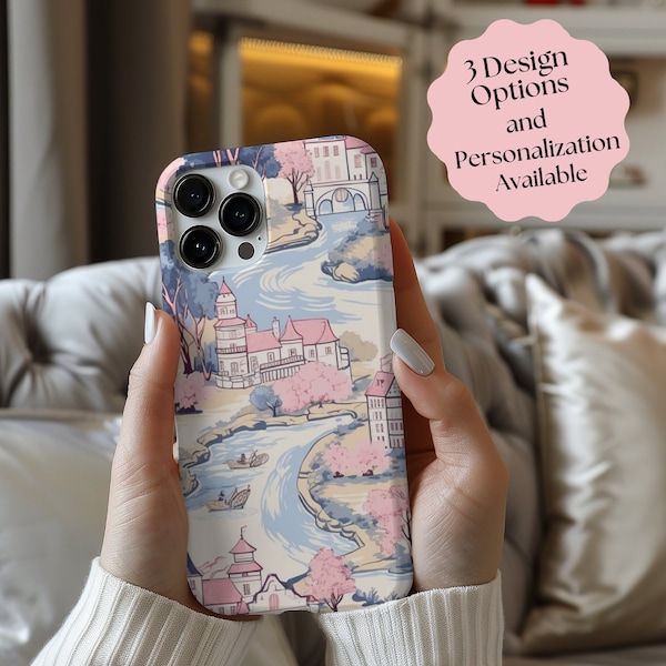 Coque de portable toile, coque de portable toile de jouy, coque iPhone personnalisée, coque iPhone 15, 14, 13, 12, 11, coque de portable toile personnalisée