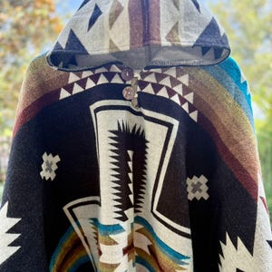 Andean Poncho southern cross, Native Ponchos, Made in Ecuador, Multicolor Geometric Ponchos,Alpaca Wool,Handmade,Symbolic,Warm Clothing,Gift